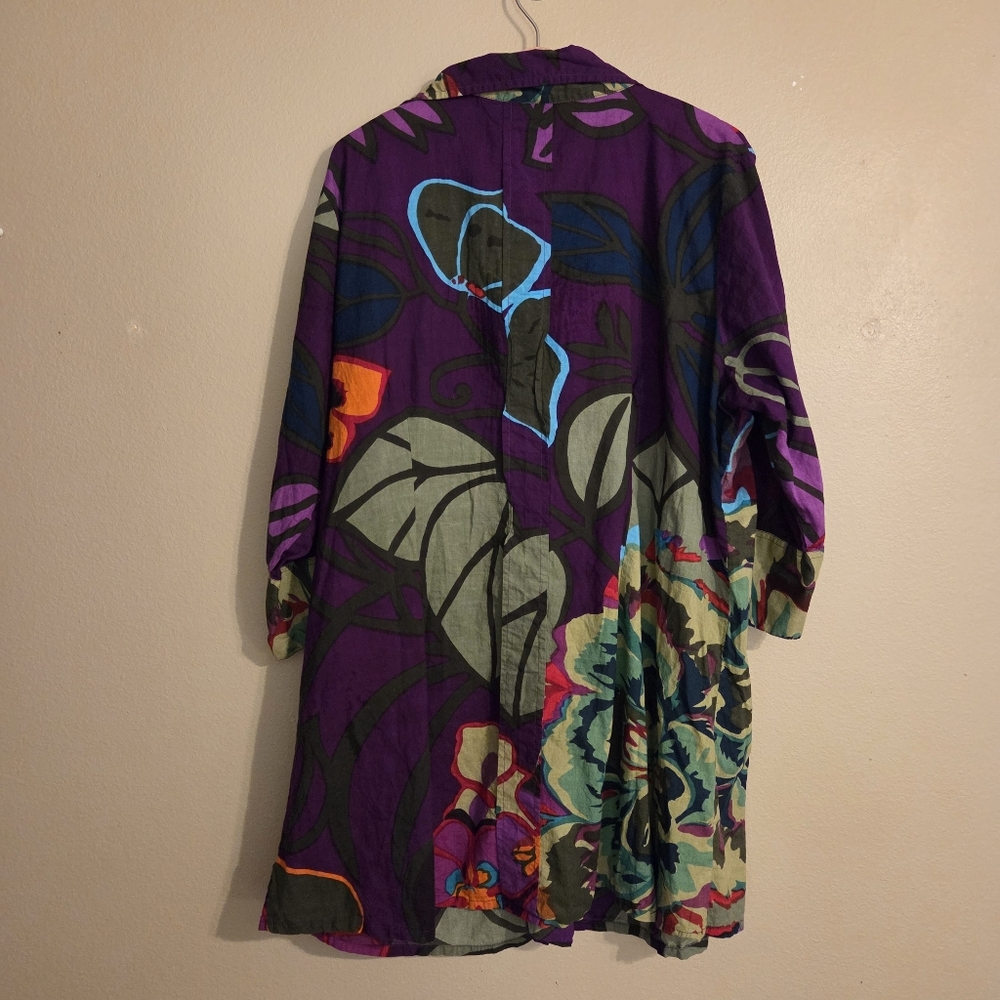 SOFT SURROUNDINGS Sadie Purple Multicolor Floral Print Cotton ยพ Sleeve Tunic 2X - Picture 6 of 11